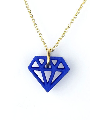 3D-print ketting Diamond blue